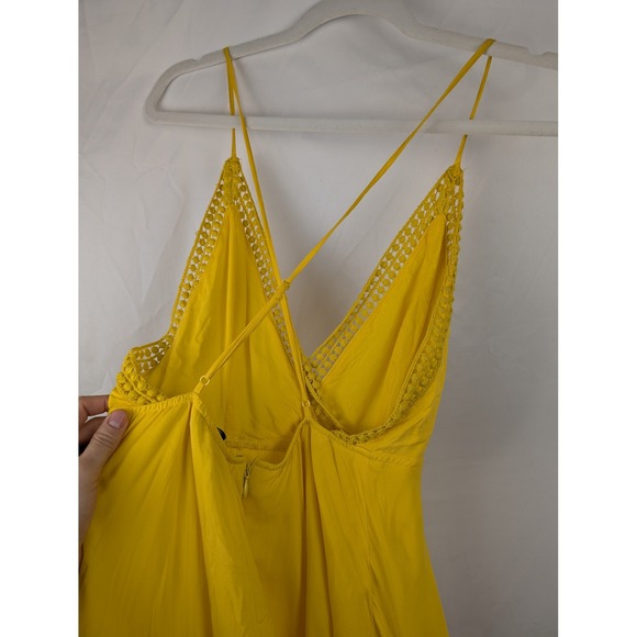 Forever 21 Butter Yellow V Neck Crochet Lace Cami S Y2K Dainty Fairy Layering - Picture 5 of 10